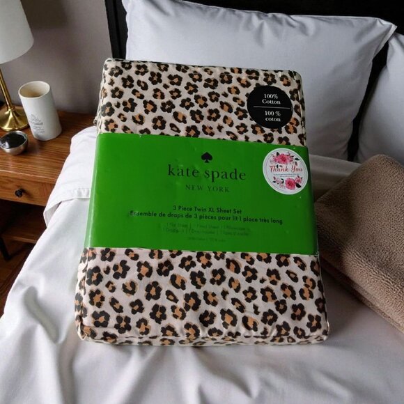 NEW!!! KATE SPADE LEOPARD FLORAL ANIMAL PRINT TWIN SHEET SET - 100% COTTON - Picture 1 of 5
